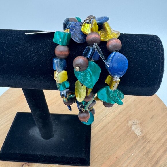 Style & Co. bracelet Brasil inspired line shell and stone elastics 3 piece set b - Picture 2 of 7